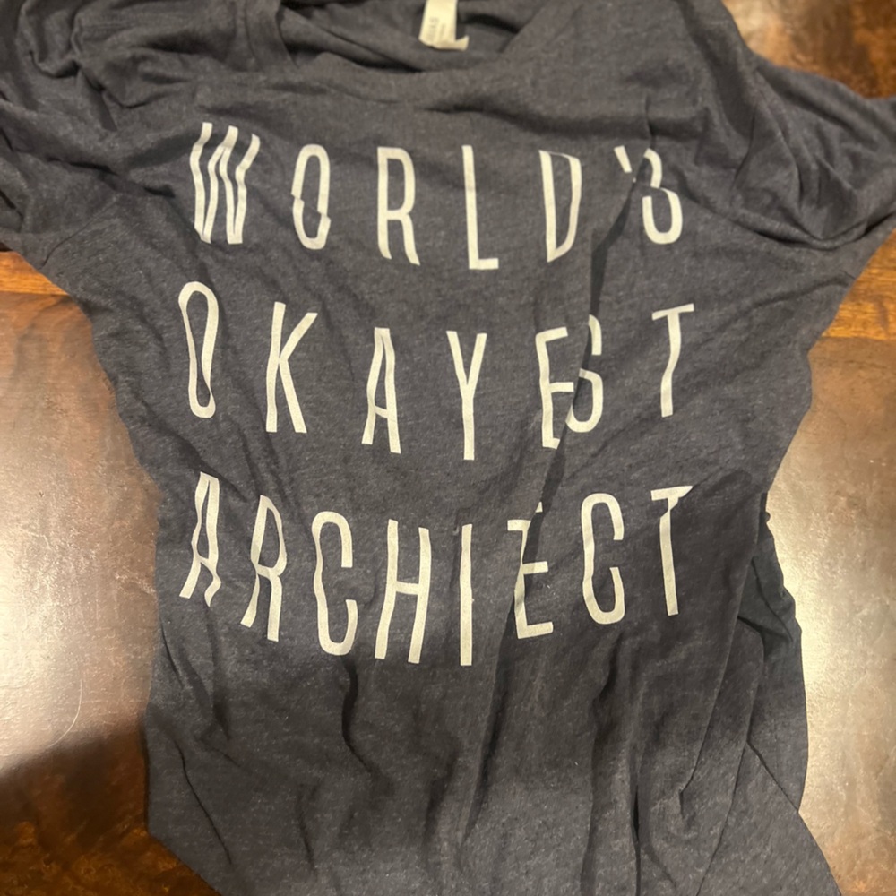 WORLD’S OKAYEST ARCHITECT  Bella Canvas Dark Gray T-Shirt Large